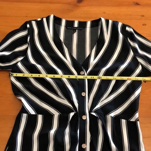 White House Black Market Stripped Gathered Waist Dress
