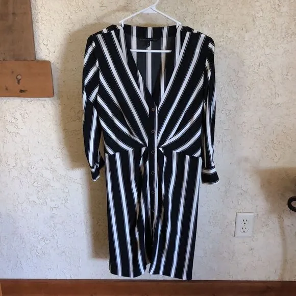 White House Black Market Stripped Gathered Waist Dress