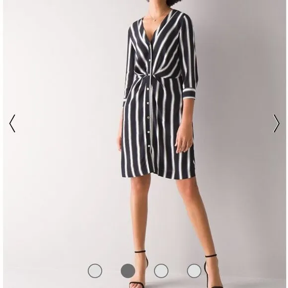 White House Black Market Stripped Gathered Waist Dress