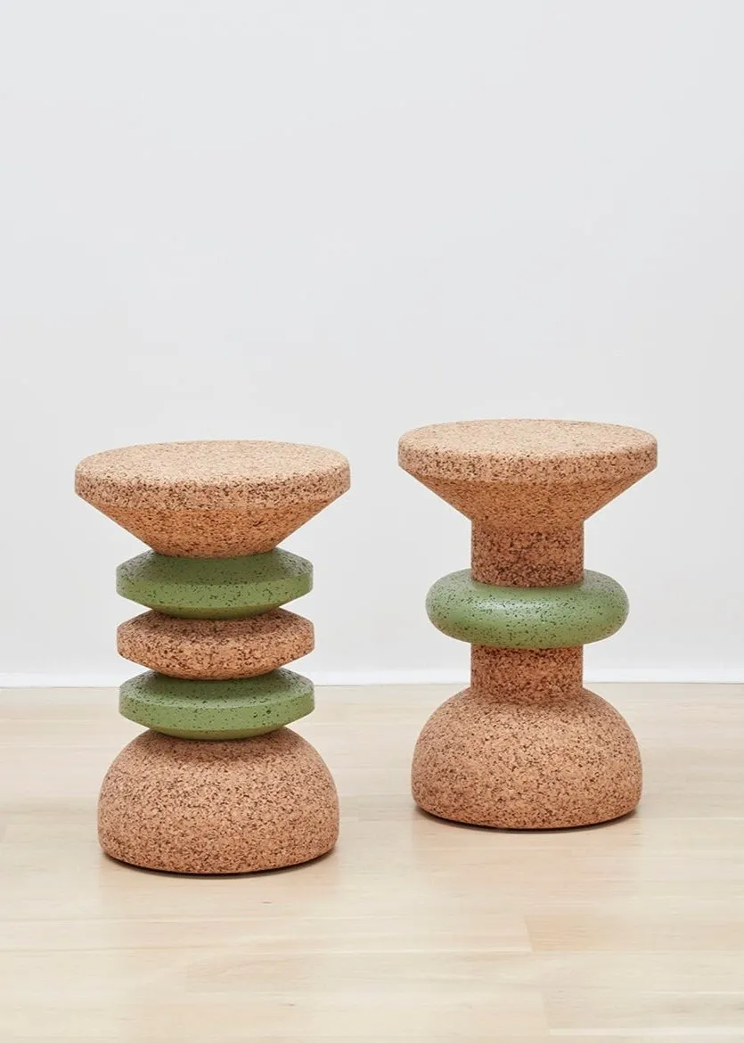 Wiid Green Banded Tall African Cork Side Table