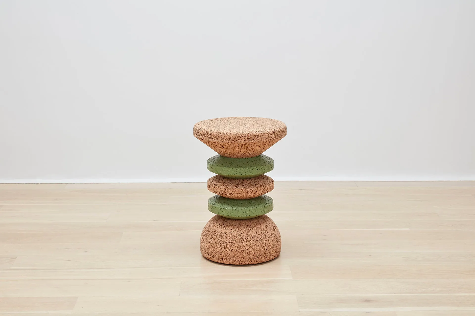 Wiid Green Banded Tall African Cork Side Table