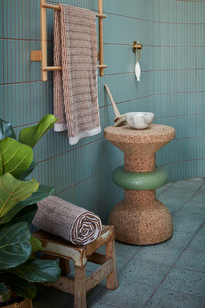 Wiid Green Banded Tall African Cork Side Table