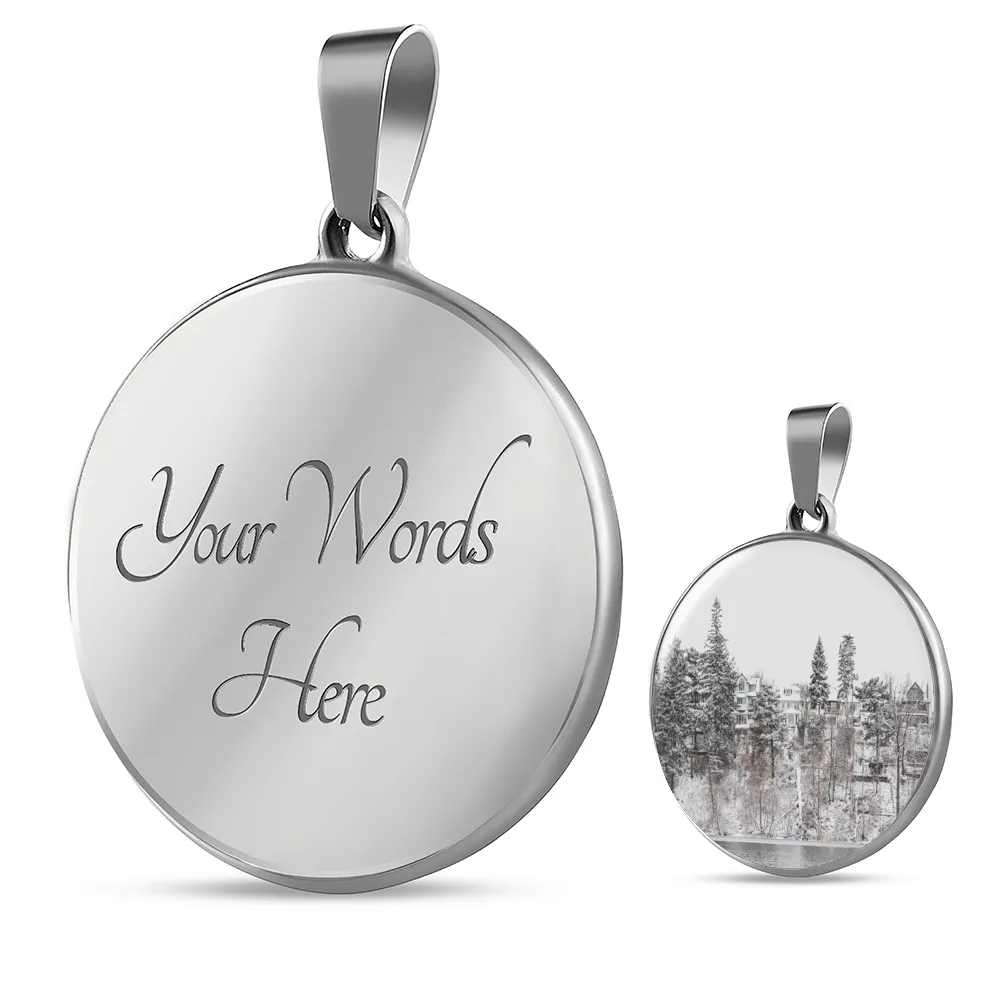 Winter Water Side Hill Luxury Pendant Necklace and Bangle - Gold,Silver