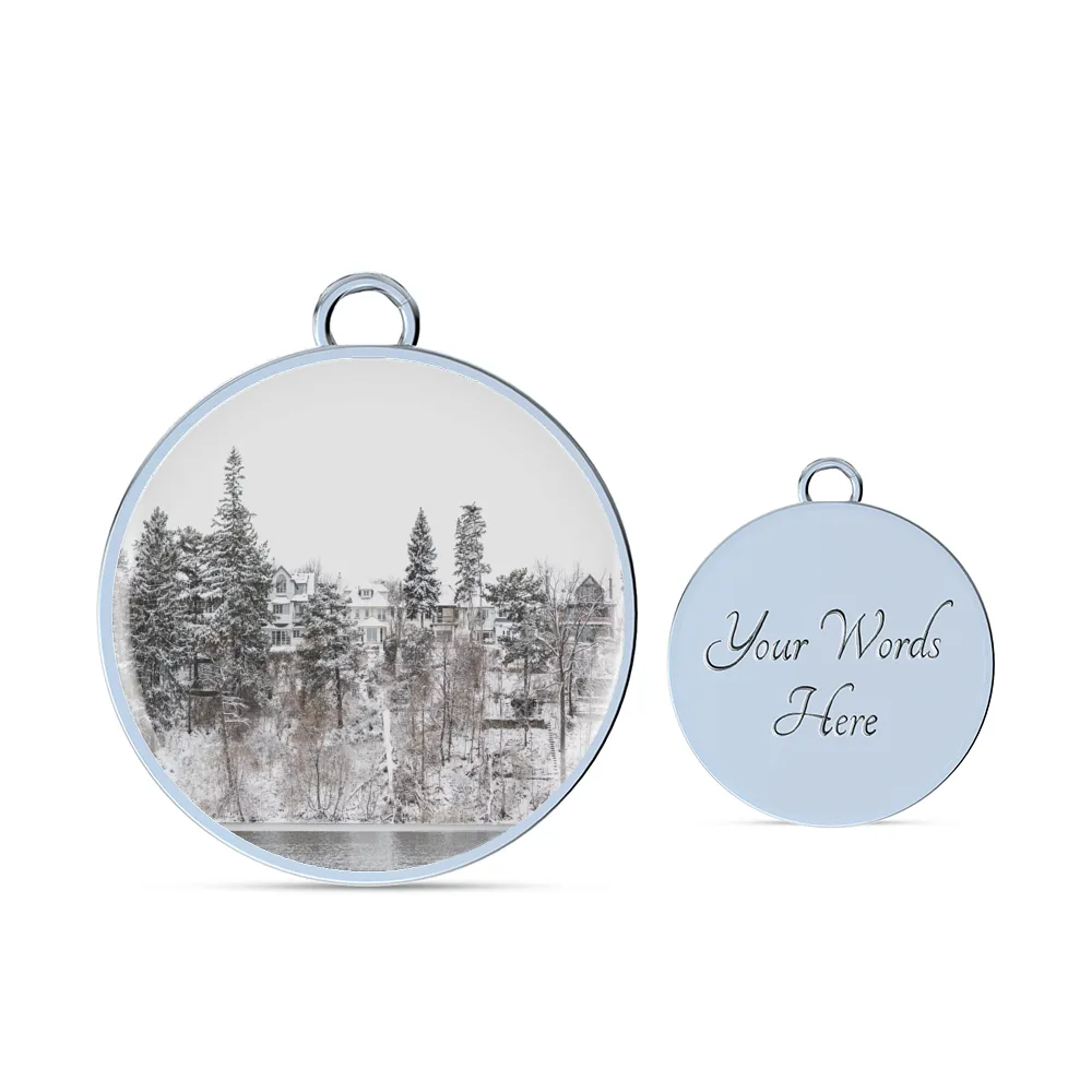 Winter Water Side Hill Luxury Pendant Necklace and Bangle - Gold,Silver